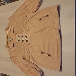 EUC VTG Style and Company Kitschy Peach Double Breasted 3/4 Sleeve Cardigan